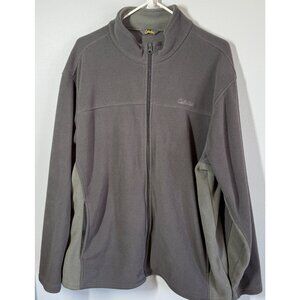 Cabela's Mens Fleece Full Zip Up Jacket XL Gray Pockets Adjustable Hem Fall